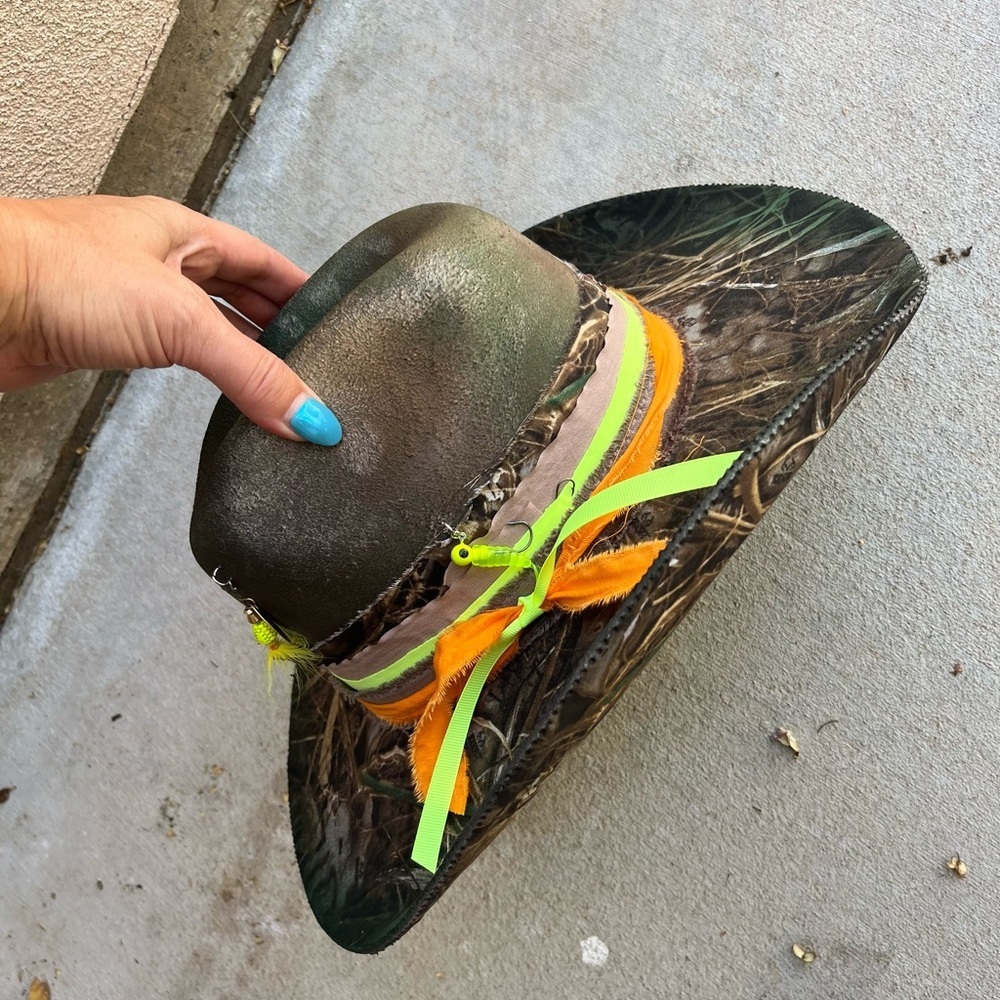 Duck Camo Cowboyy Hat Green Cowgirl Hat Western Fishing Hat